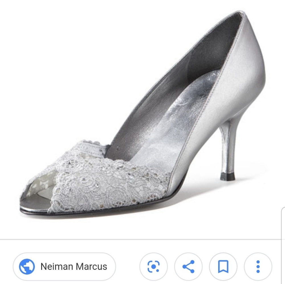 Stuart Weitzman Aluminum Chantilly Lace shoes size